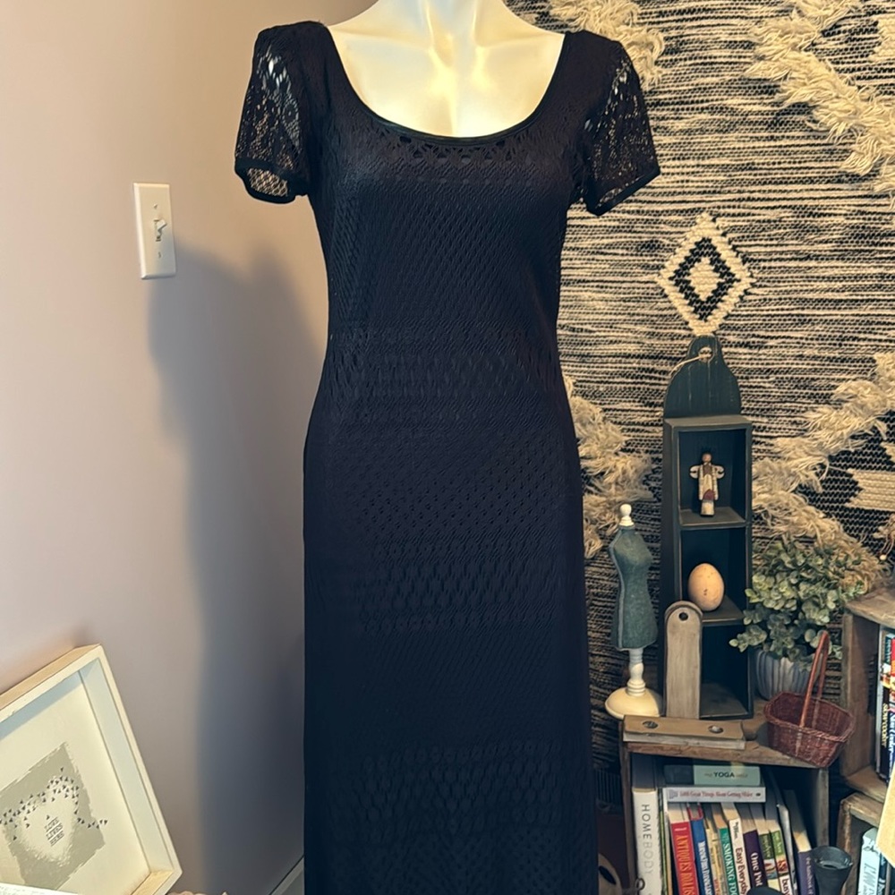 Superstition New York Beautiful Vintage Black Dress With Lace Overlay Size 8